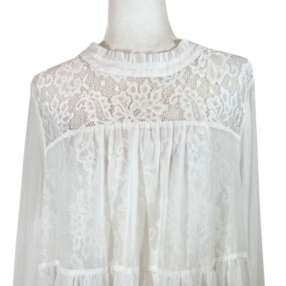 Torrid New Lace With Chiffon Overlay Blouse Cloud Dancer White Plus 2 18 20 2X - Picture 15 of 15